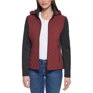 Andrew Marc Mixed Media Diamond Quilted
Burgundy & Black Jacket Size XXL